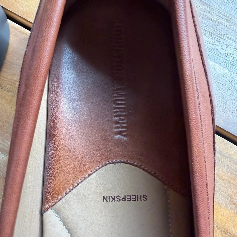 Johnston & Murphy Woven Leather Loafers in Chestnut Brown Men’s Size 11.5 - Picture 2 of 8